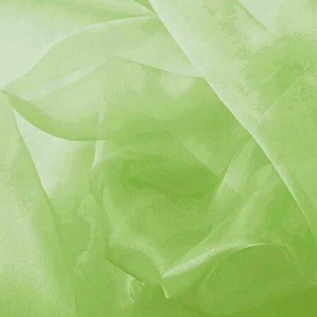 Apple Green Sparkle Crystal Sheer Organza Fabric Shiny for Fashion, Crafts, Decorations 60" Wide