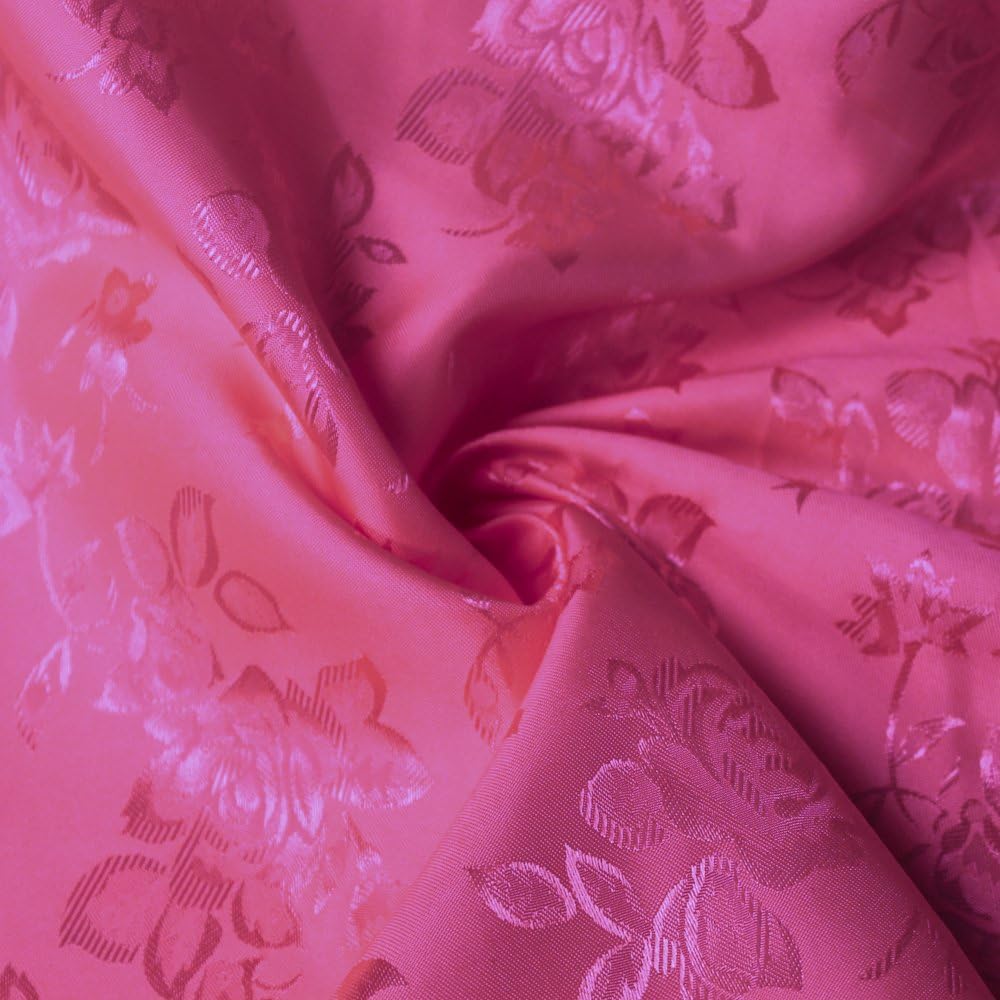 FUSCHIA-1 Floral Jacquard Satin Fabric