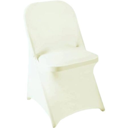 Ivory Spandex Stretchable Folding Chair Covers – Wrinkle-Resistant Slipcovers for Weddings, Parties, Banquets, Receptions & Event Decorations