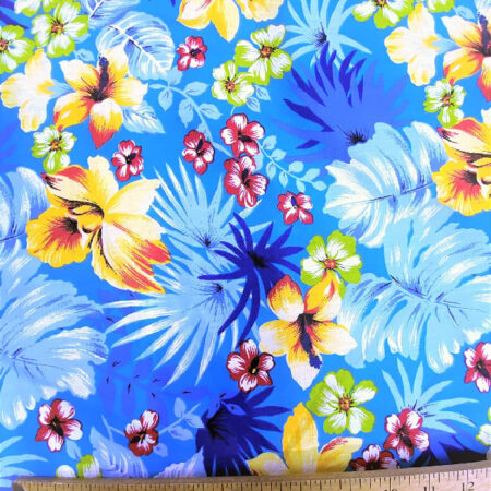Hawaiian Floral Mix Poly Cotton Fabric by the Yard – 58/60” Wide, Lightweight Printed Fabric for Apparel, Crafts, Quilting & Home Décor