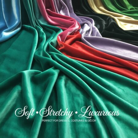 Stretch Velvet Fabric by the Yard – Soft 4-Way Stretch, Luxury Velvet Material for Dresses, Costumes, Home Décor, Bows & More – Multiple Colors