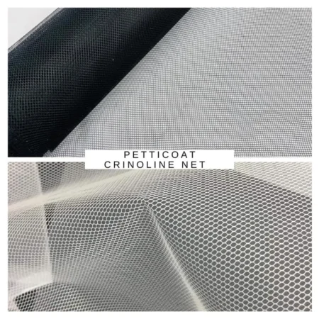 Petticoat Crinoline Net Fabric by the Yard – 56” Wide Stiff Mesh Tulle for Wedding Gowns, Underskirts, Costumes & Dressmaking
