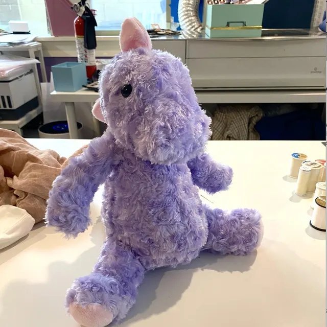 Customer creation by Rachel — lavender minky dinosaur plushie