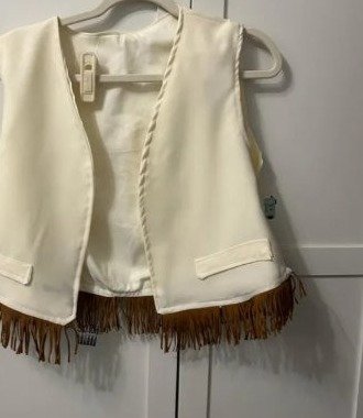 Customer creation by Teresa — ivory poplin vest with fringe