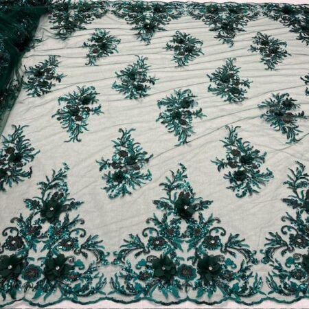 Premium 3D Beaded Lace Fabric by the Yard - Floral Applique Lace, Approx. 54-55" Wide - VT-32