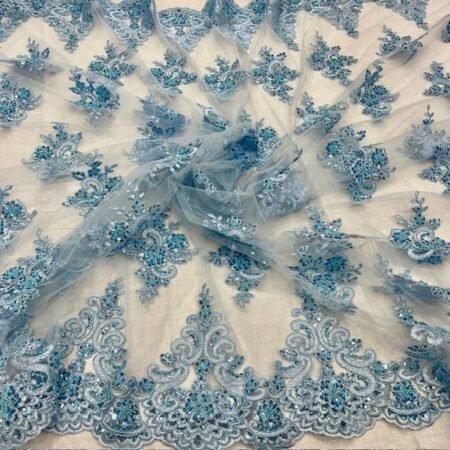 Luxury Beaded Lace Fabric by the Yard - Embroidered Beaded Tulle Lace, 55" Wide - VT-31