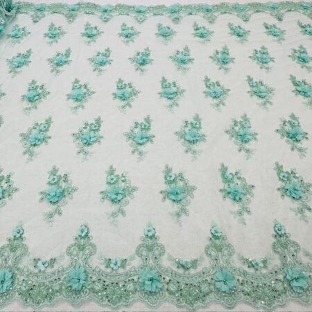 Luxury 3D Floral Beaded Lace Fabric by the Yard - Hand-Beaded Bridal Lace, 55" Wide - VT-30