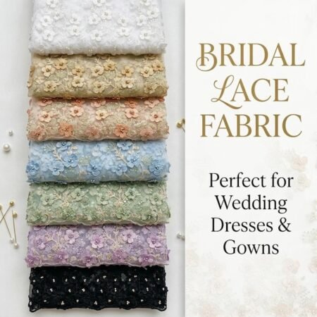 3D Floral Lace Fabric by the Yard - Embroidered Bridal Lace on Sheer Mesh, Approx. 54-60" Wide - VT-36